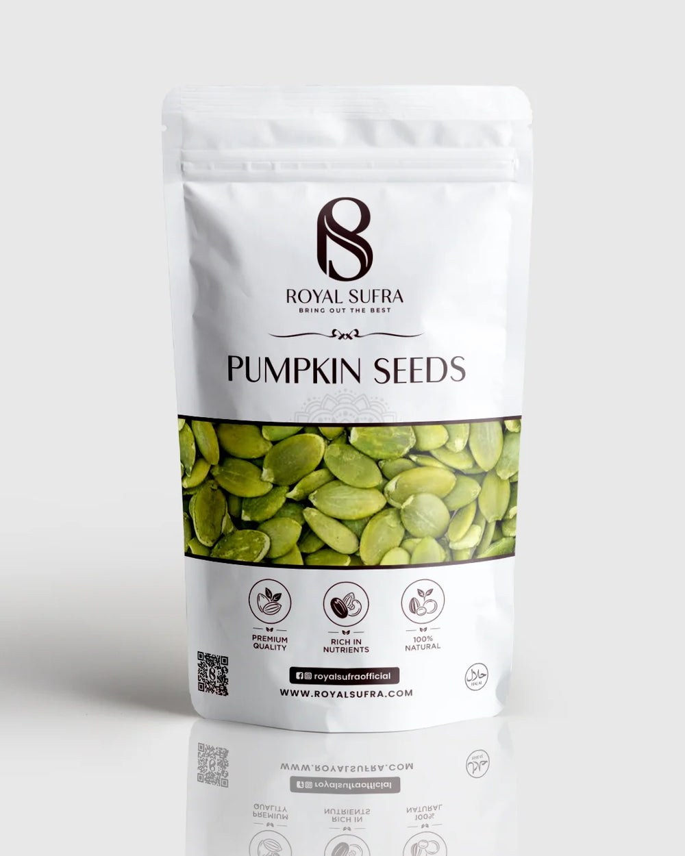 PREMIUM PUMPKIN SEEDS. CLEAN, CRISP & READY TO ENJOY.